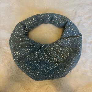 Rhinestoned Denim Shoulder Bag